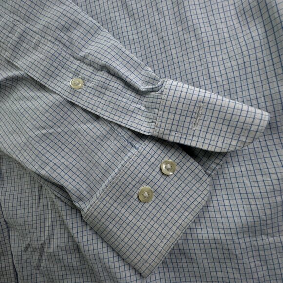 Brooks Brothers STRETCH Blue Check Long Sleeve Cotton Button Up 16.5 34/35 Slim - Picture 9 of 15